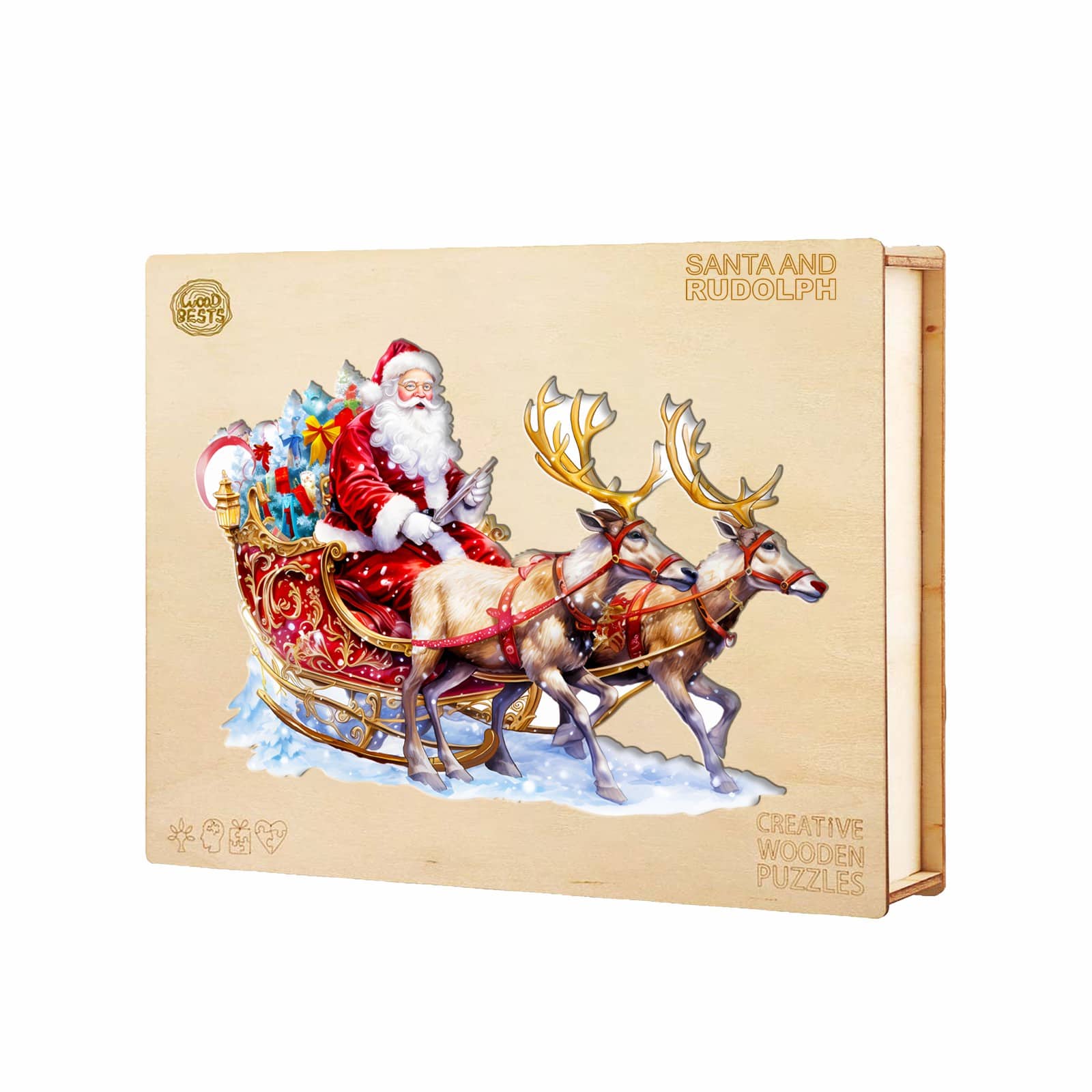 Wooden Jigsaw Puzzle - Santa and Rudolph - Image 5