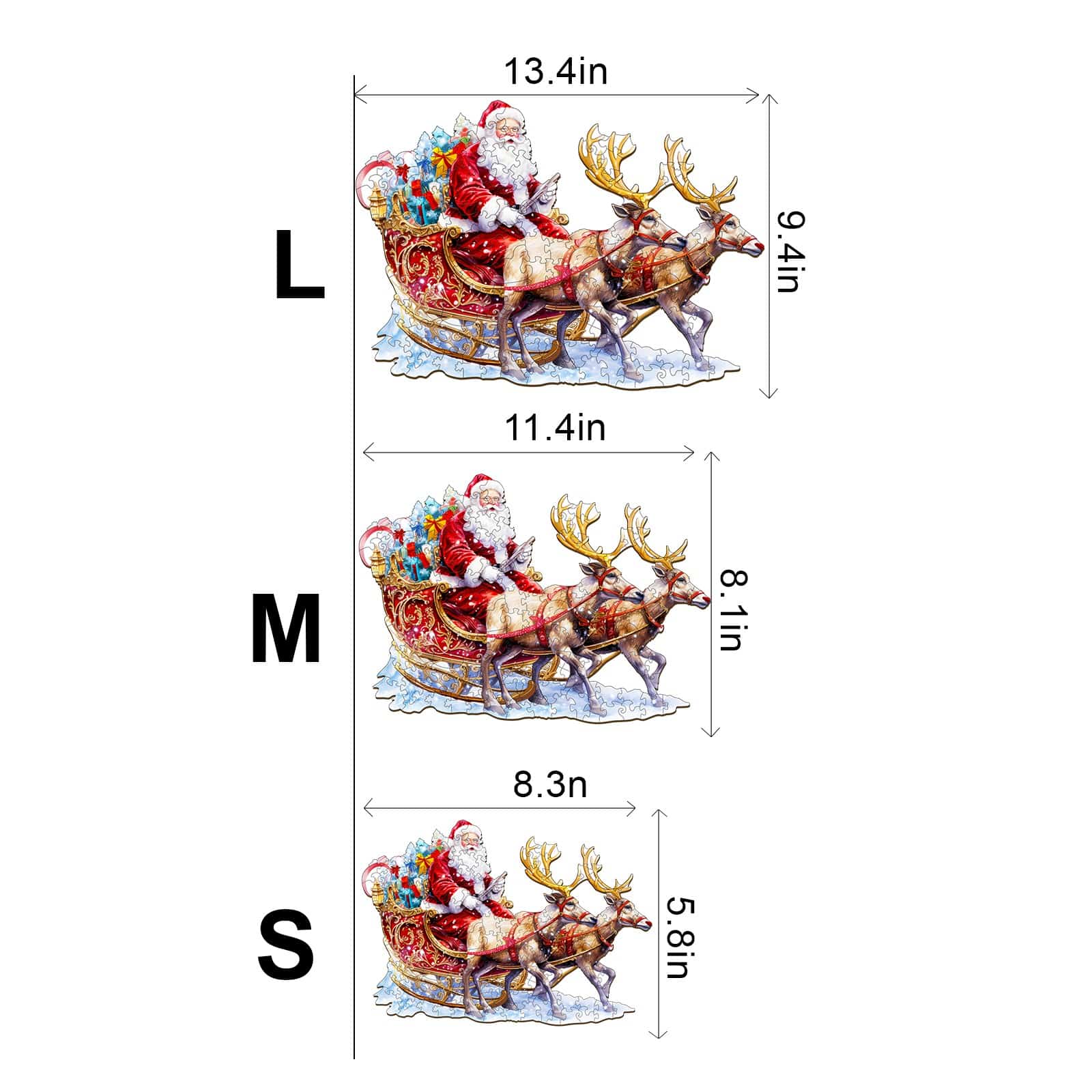 Wooden Jigsaw Puzzle - Santa and Rudolph - Image 3