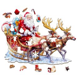 Alternative view of Wooden Jigsaw Puzzle - Santa and Rudolph