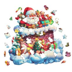 Alternative view of Wooden Jigsaw Puzzle - Santa Claus in the Chimney