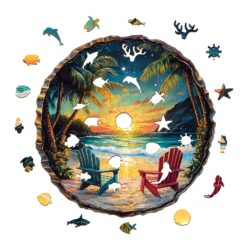 Alternative view of Wooden Jigsaw Puzzle - Sunset Beach