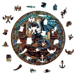 Alternative view of Wooden Jigsaw Puzzle - The Dragon's Library