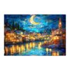 Wooden Jigsaw Puzzle-Stained glass starry night 2