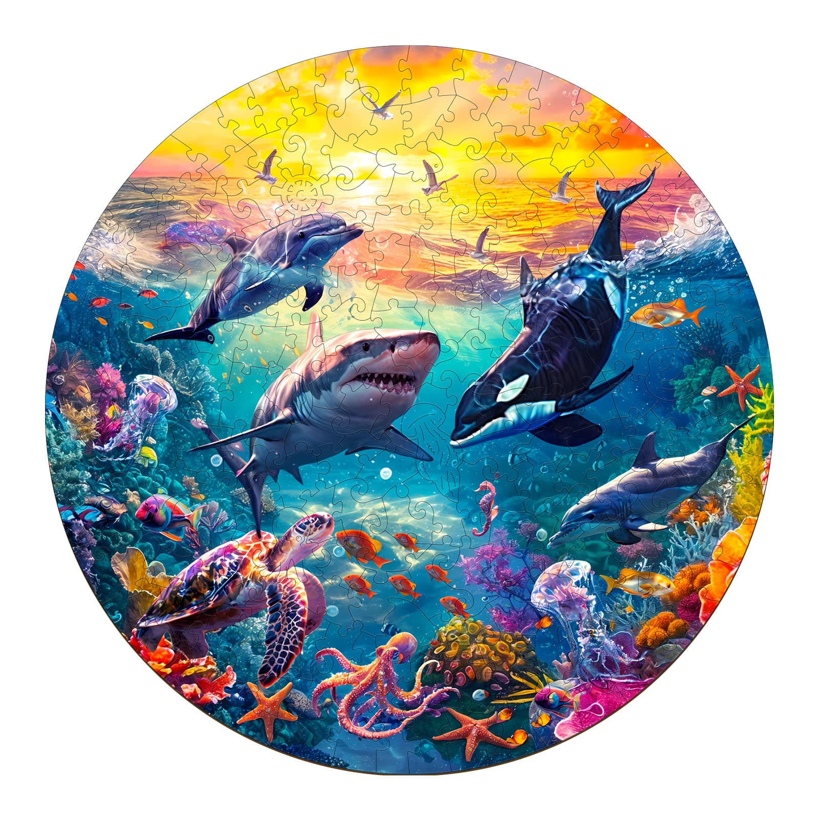 Wooden Jigsaw Puzzle-underwater world 2