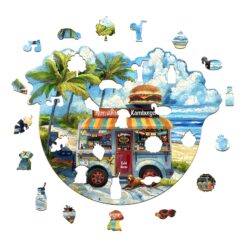 Alternative view of Wooden Jigsaw Puzzle - burger food truck