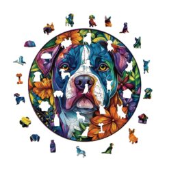 Alternative view of Wooden Jigsaw Puzzle - Blooming Loyalty dog