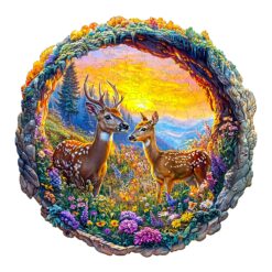 Wooden Jigsaw Puzzle - deer in the sunset