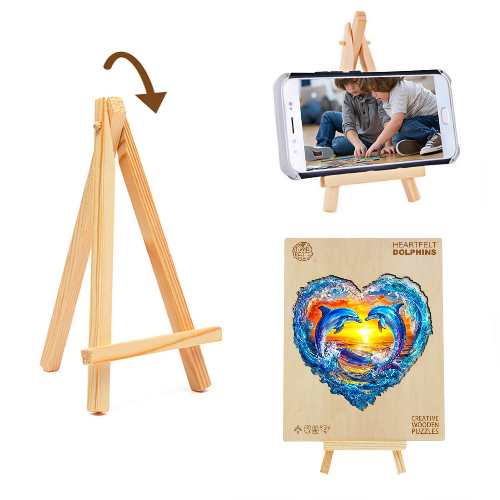 Wooden Jigsaw Puzzle - Heartfelt Dolphins - Image 5