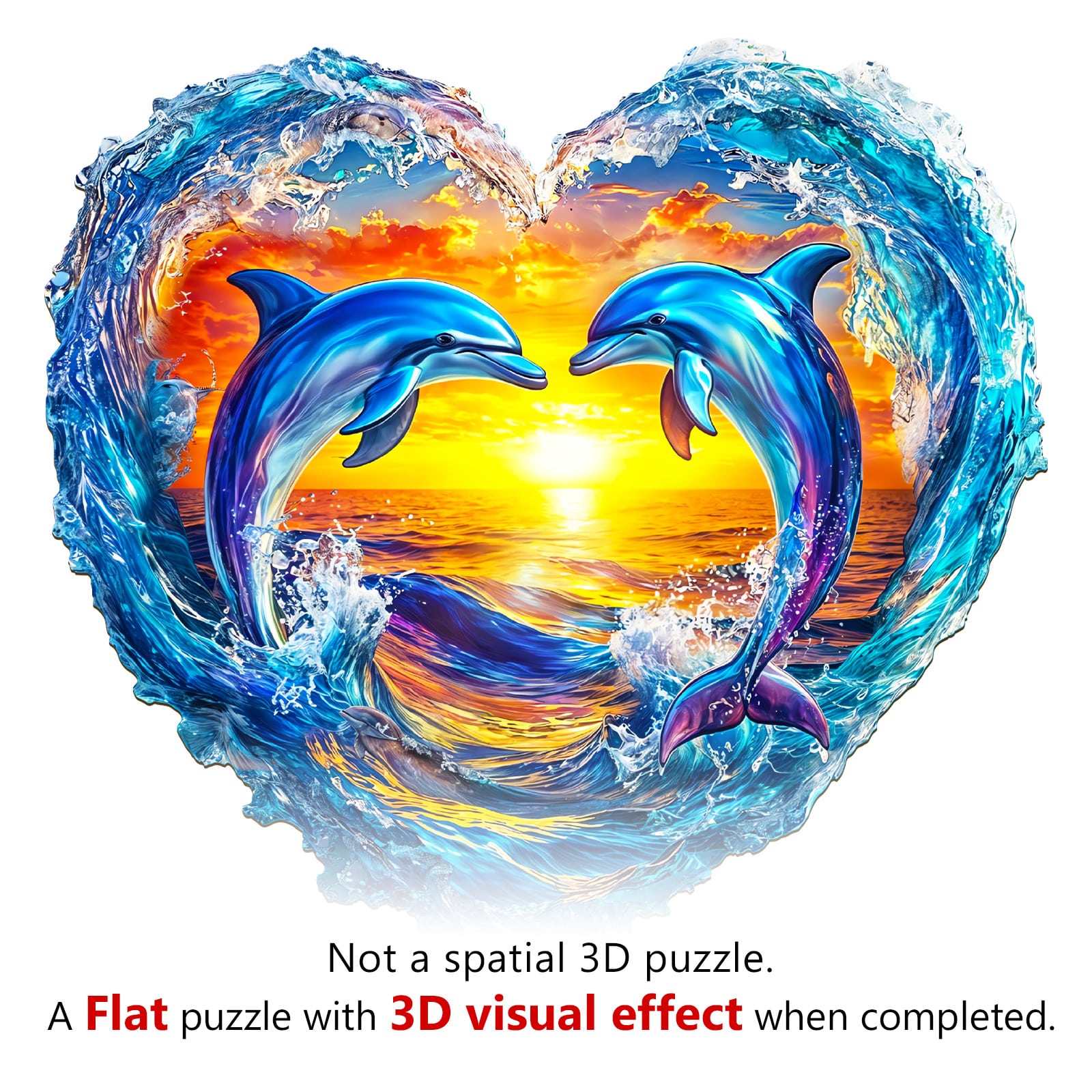 Wooden Jigsaw Puzzle - Heartfelt Dolphins - Image 9