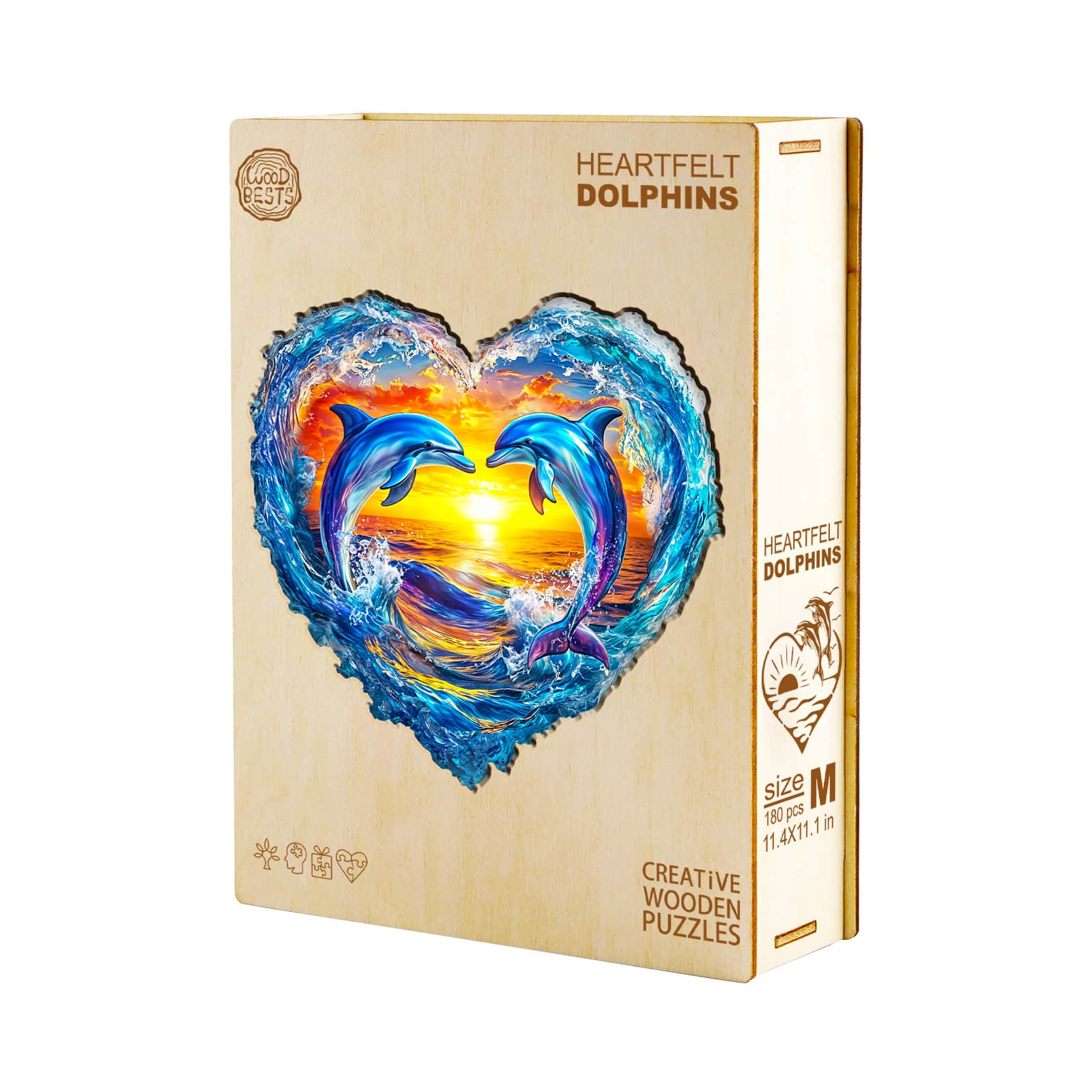 Wooden Jigsaw Puzzle - Heartfelt Dolphins - Image 3