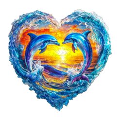 Wooden Jigsaw Puzzle - Heartfelt Dolphins