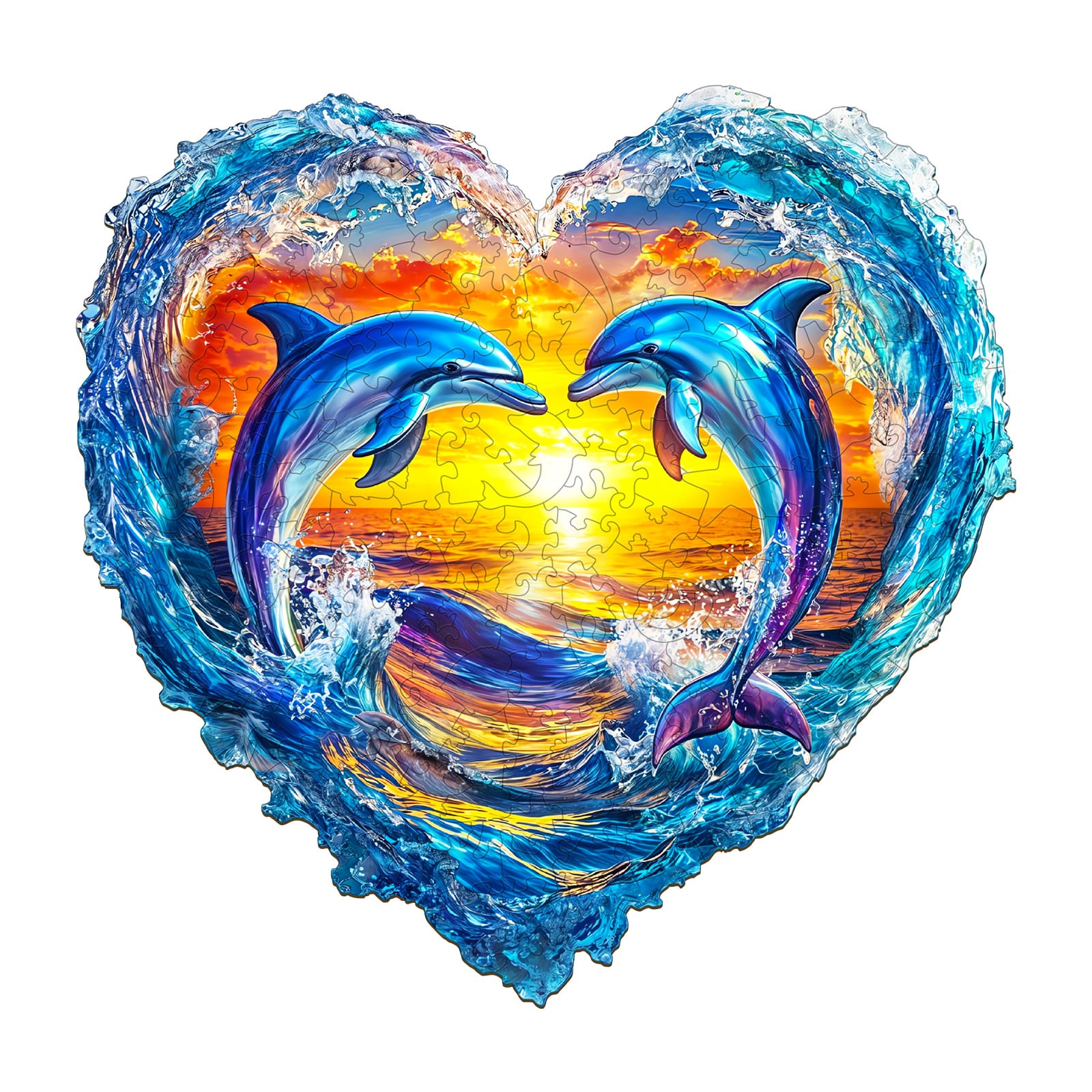 Wooden Jigsaw Puzzle - Heartfelt Dolphins