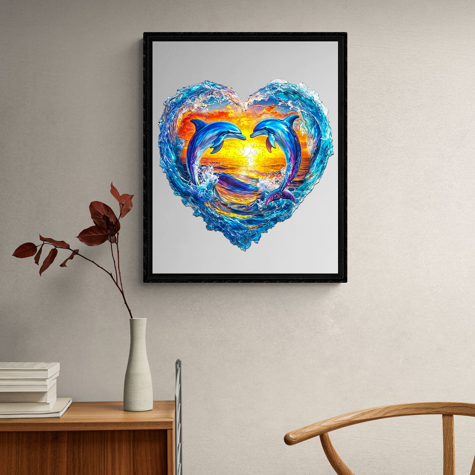 Wooden Jigsaw Puzzle - Heartfelt Dolphins - Image 8
