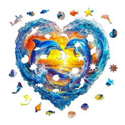 Alternative view of Wooden Jigsaw Puzzle - Heartfelt Dolphins