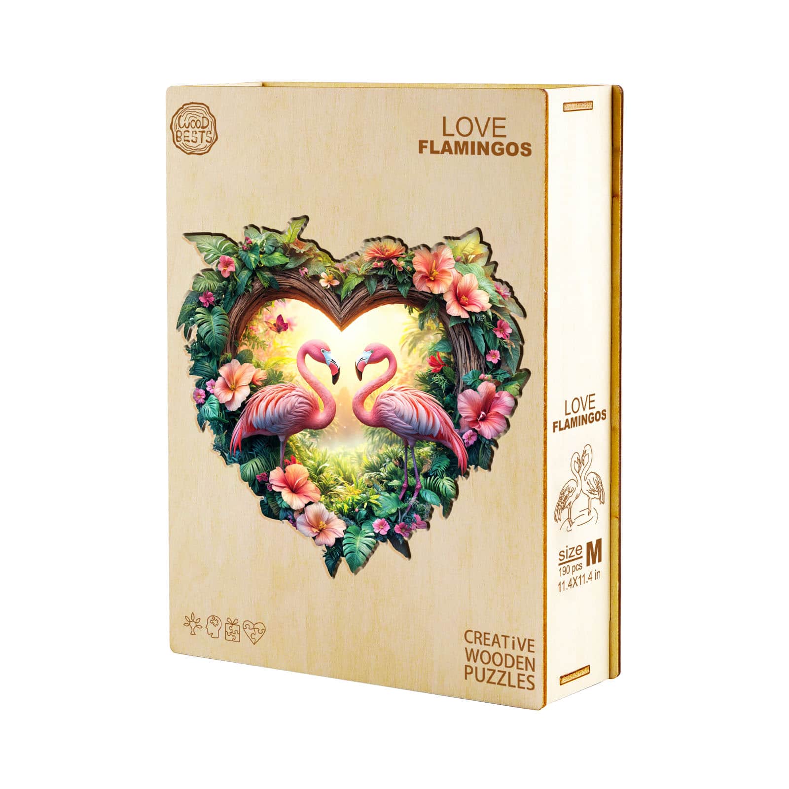 Wooden Jigsaw Puzzle - Love Flamingos - Image 4