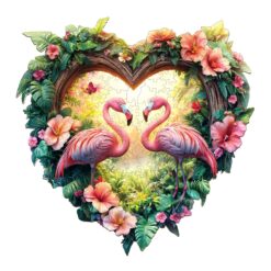 Wooden Jigsaw Puzzle - Love Flamingos