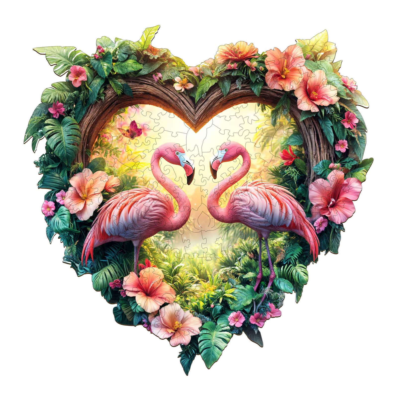 Wooden Jigsaw Puzzle - Love Flamingos