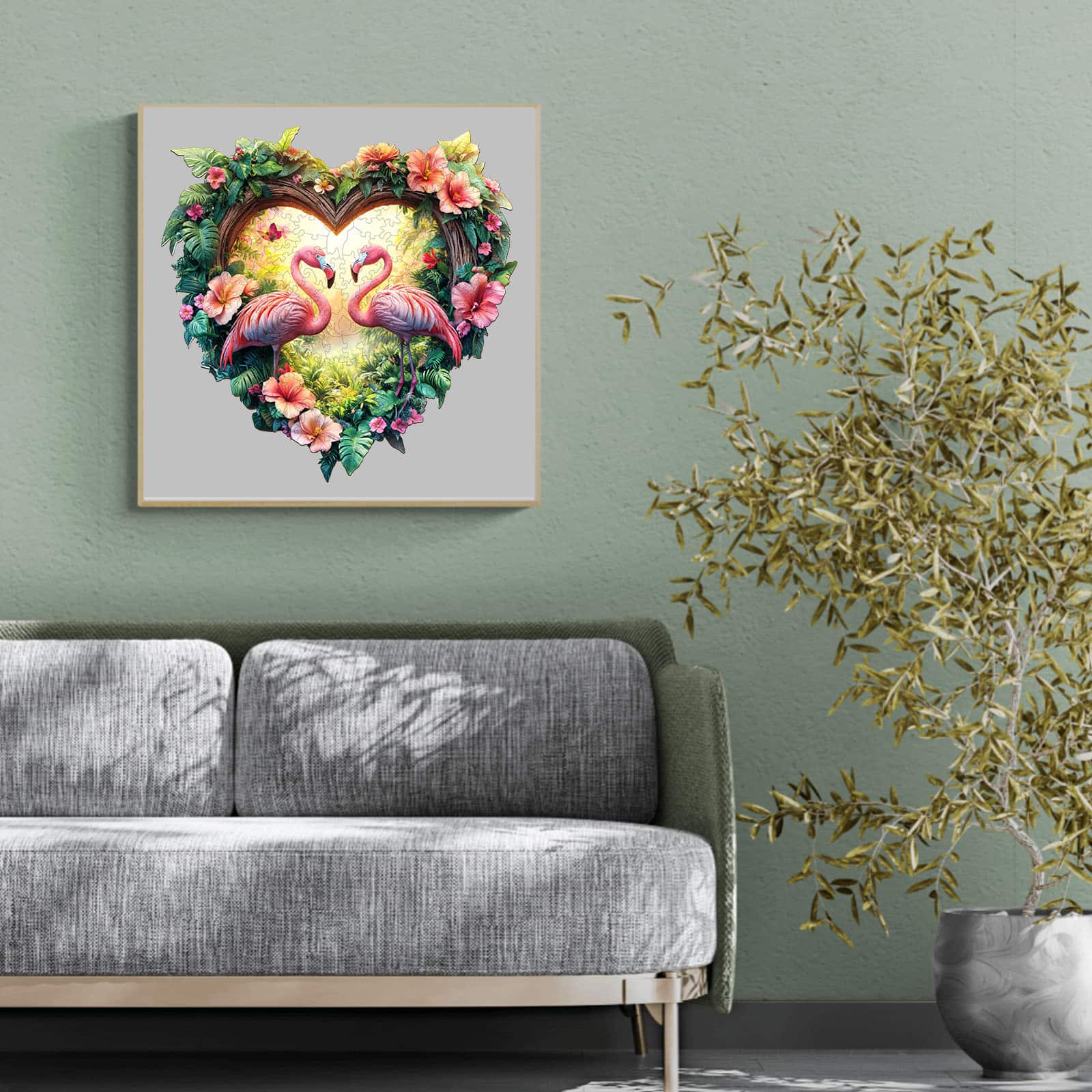 Wooden Jigsaw Puzzle - Love Flamingos - Image 8