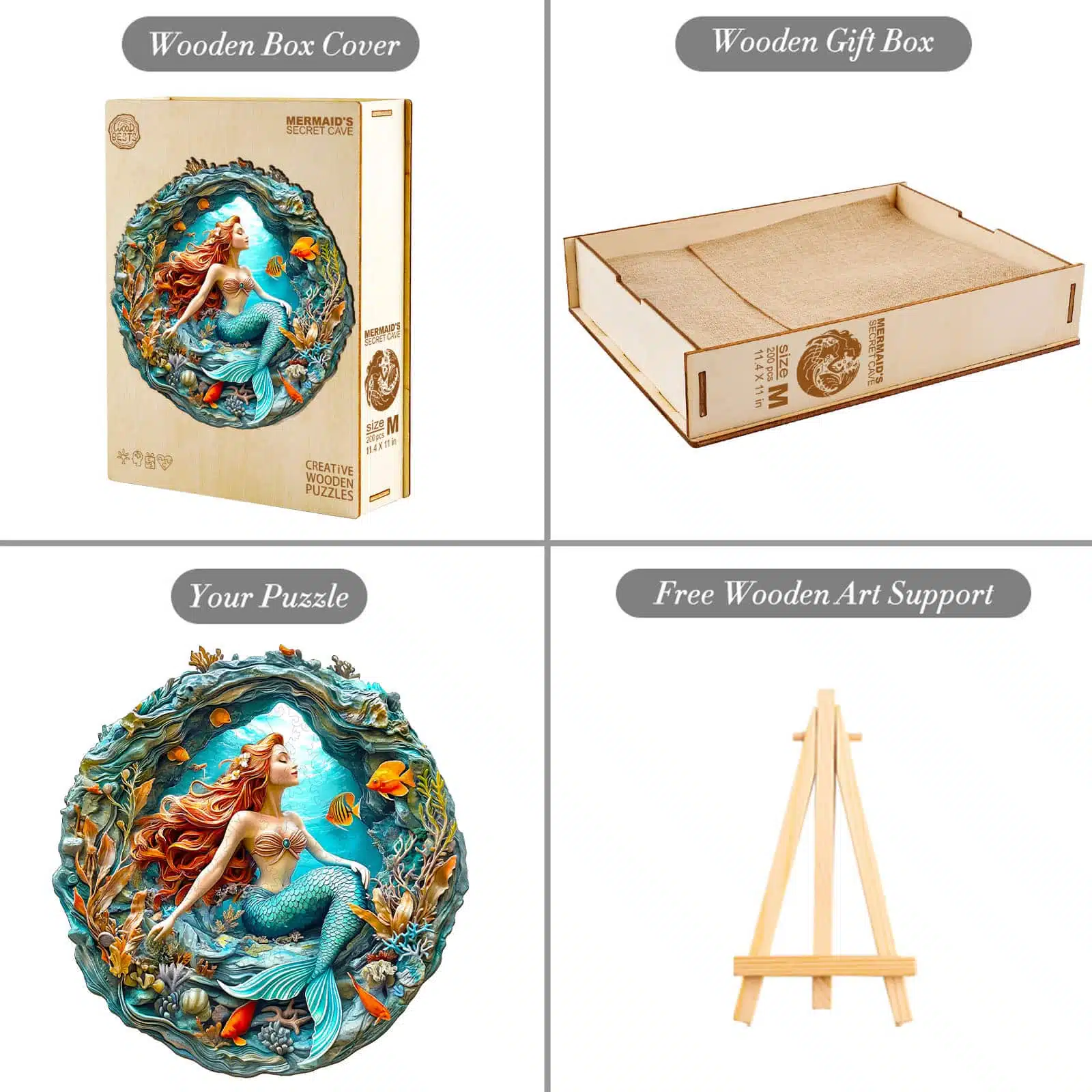 Wooden Jigsaw Puzzle - Mermaid's secret cave - Image 4