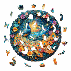 Alternative view of Wooden Jigsaw Puzzle - mesmerizing peacock
