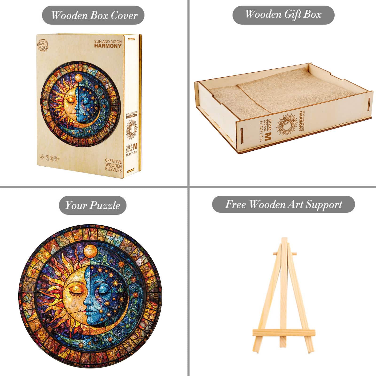 Wooden Jigsaw Puzzle - mesmerizing sun & moon - Image 5