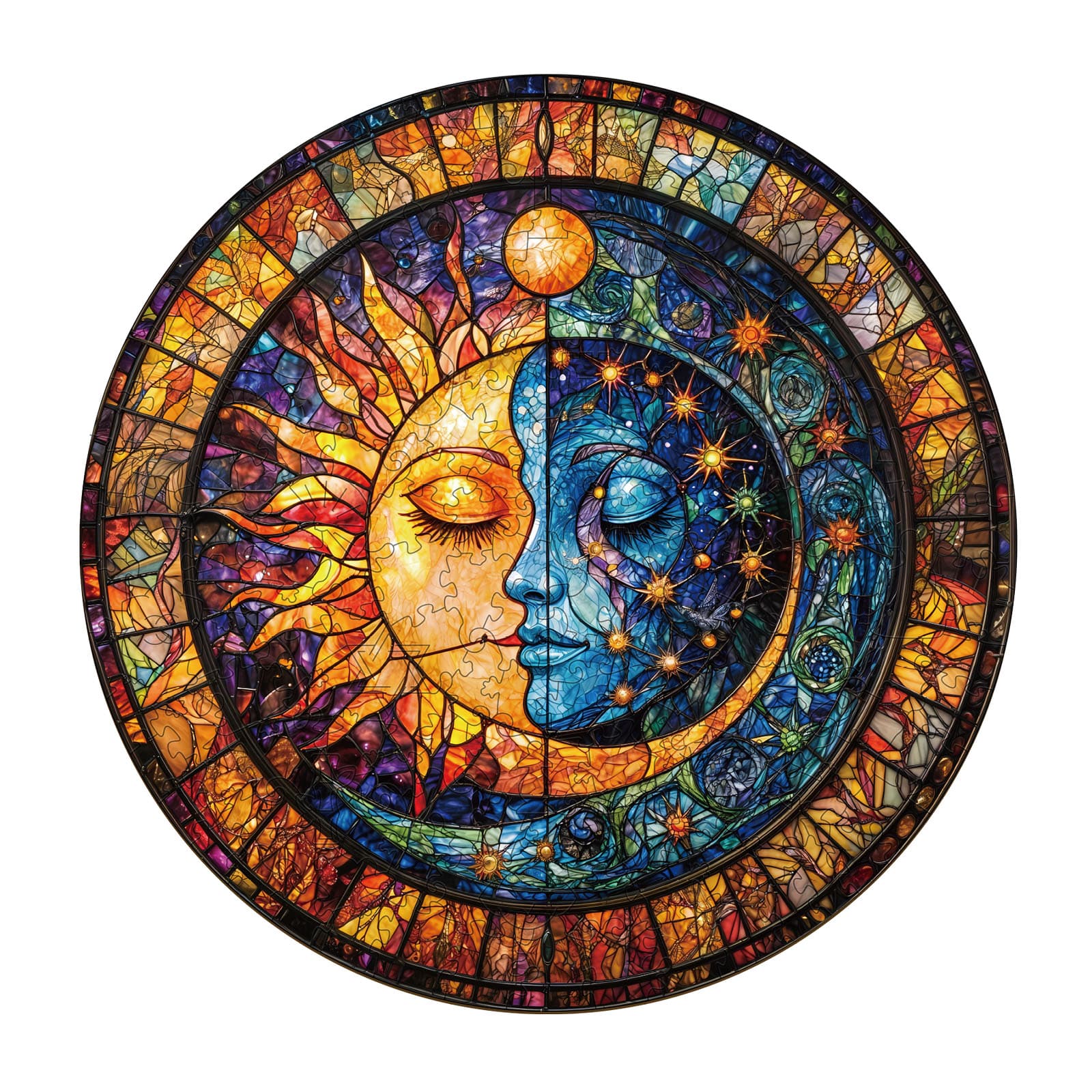 Wooden Jigsaw Puzzle - mesmerizing sun & moon