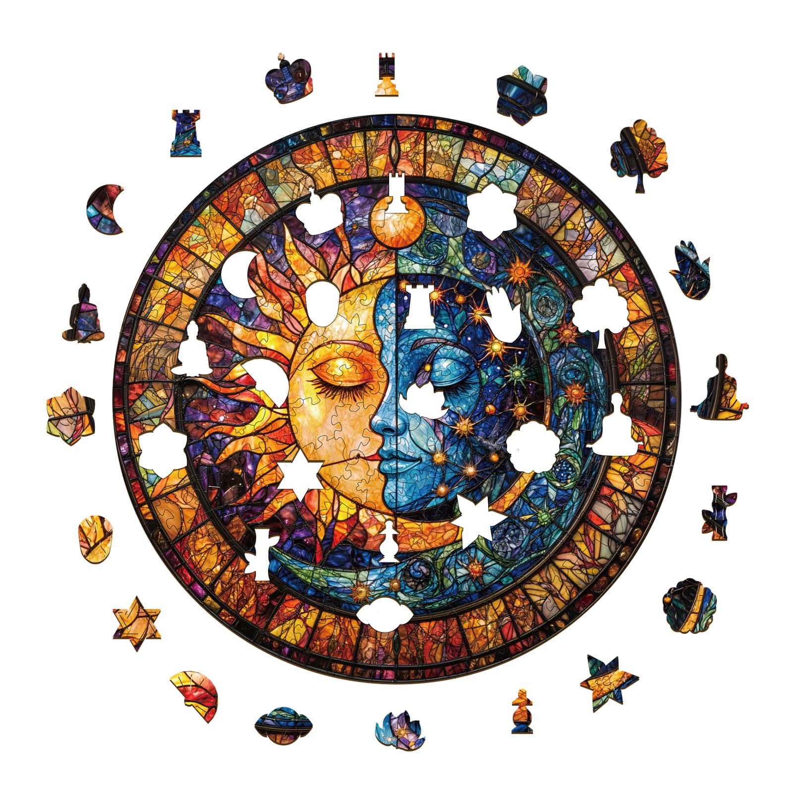Wooden Jigsaw Puzzle - mesmerizing sun & moon - Image 2