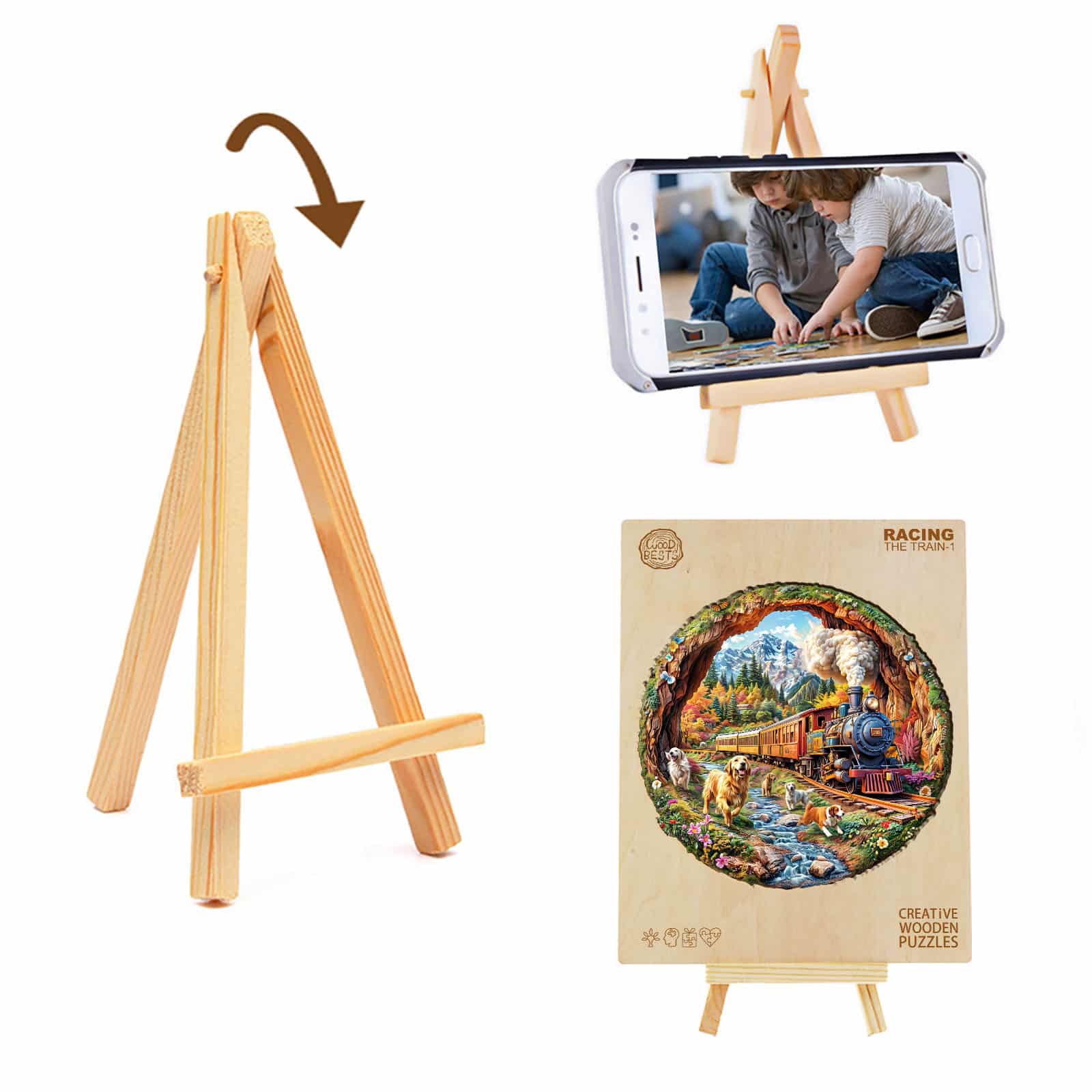 Wooden Jigsaw Puzzle -Racing The Train-1 - Image 4