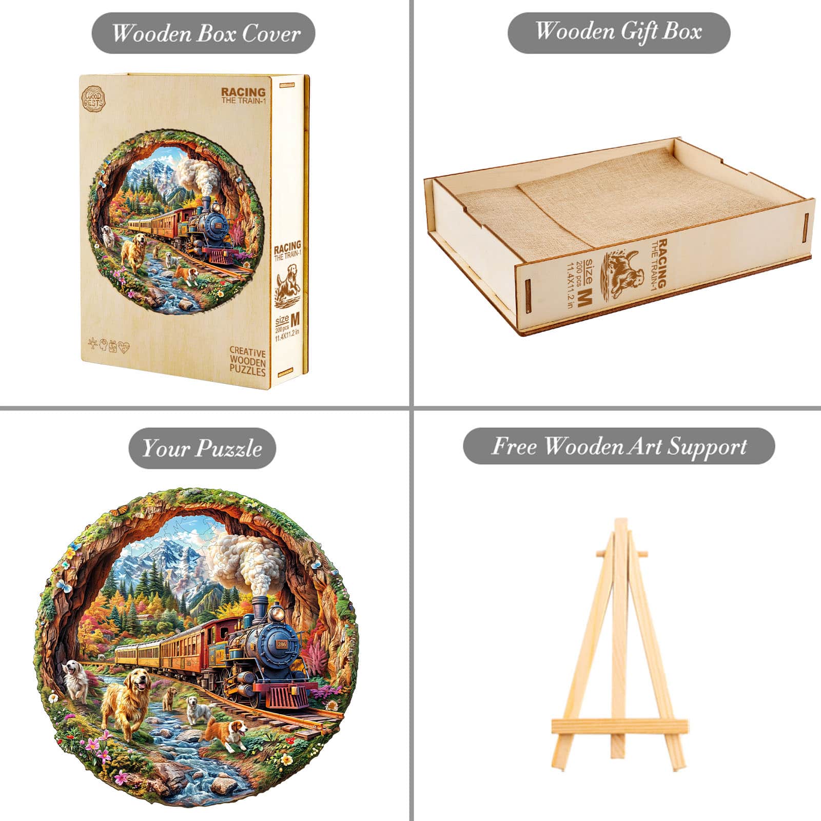 Wooden Jigsaw Puzzle -Racing The Train-1 - Image 5