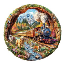 Wooden Jigsaw Puzzle -Racing The Train-1