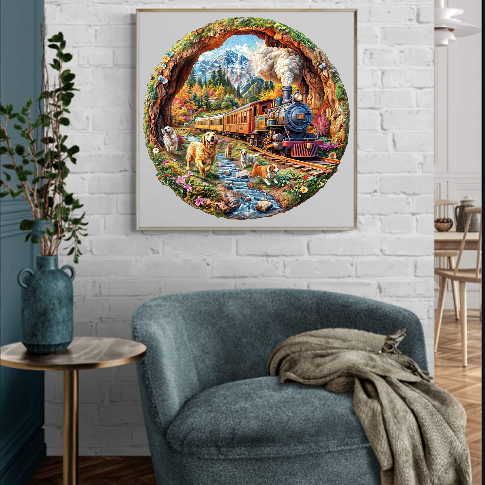 Wooden Jigsaw Puzzle -Racing The Train-1 - Image 8