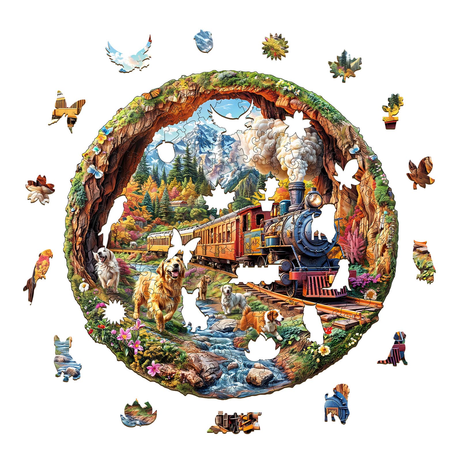 Wooden Jigsaw Puzzle -Racing The Train-1 - Image 2