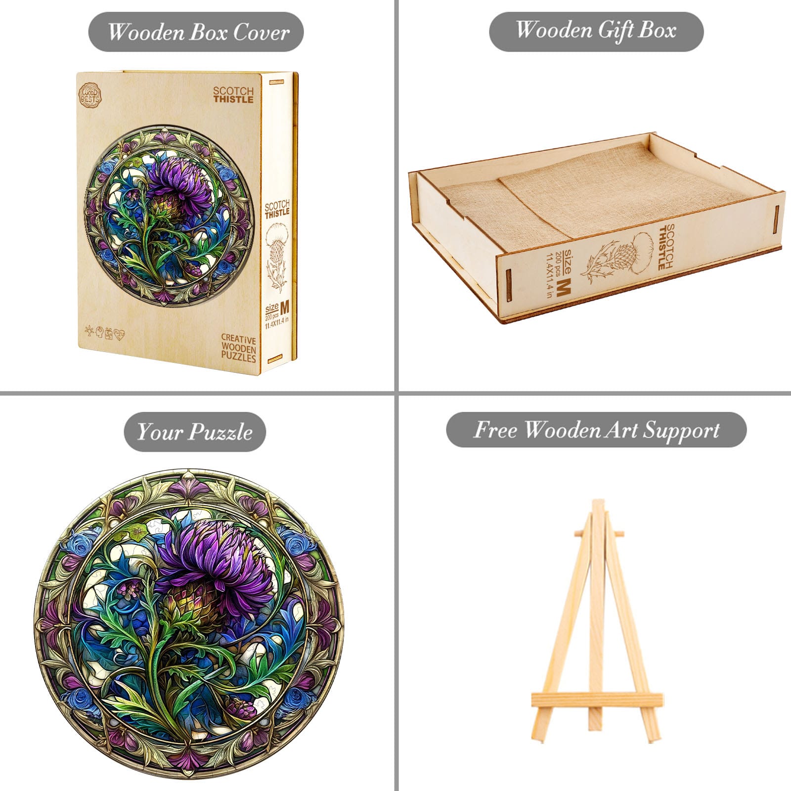 Wooden Jigsaw Puzzle - Scotch thistle - Image 5