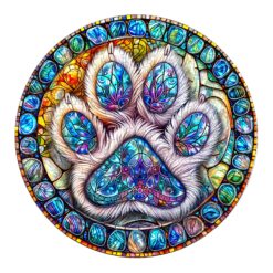 Wooden Jigsaw Puzzle - Stained glass paw prints