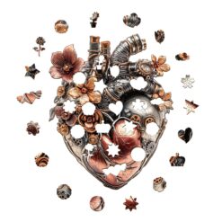 Alternative view of Wooden Jigsaw Puzzle - steampunk heart