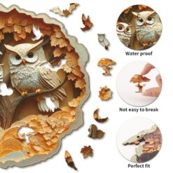 Alternative view of Wooden Jigsaw Puzzle - Autumn Owls