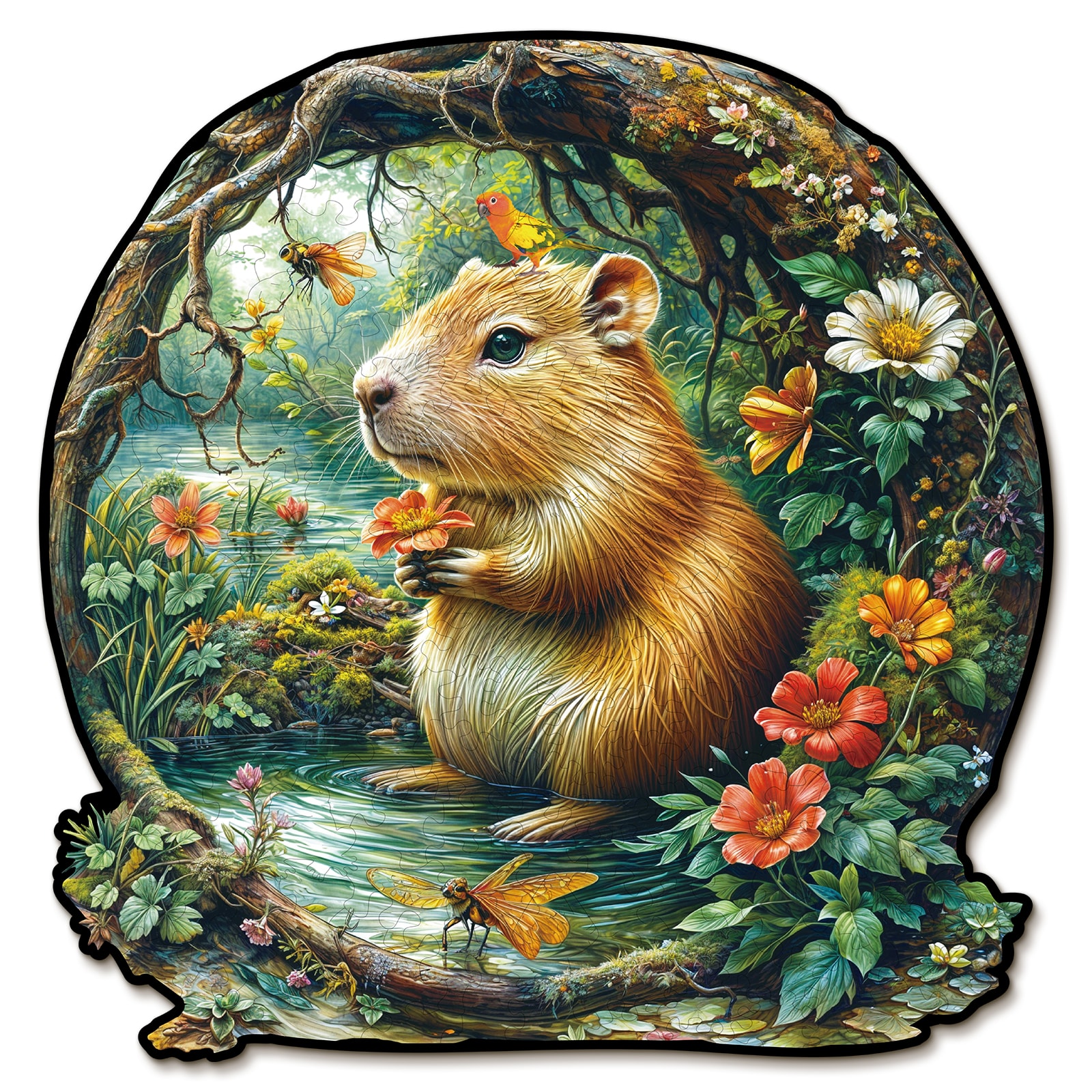 Wooden Jigsaw Puzzle - Capybara Wonderland