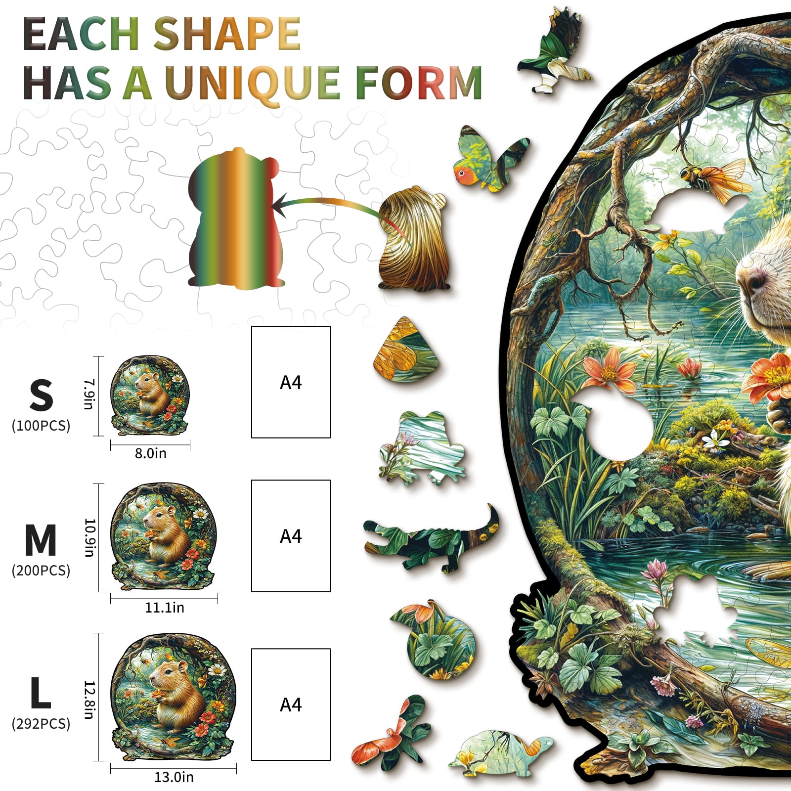 Wooden Jigsaw Puzzle - Capybara Wonderland - Image 4