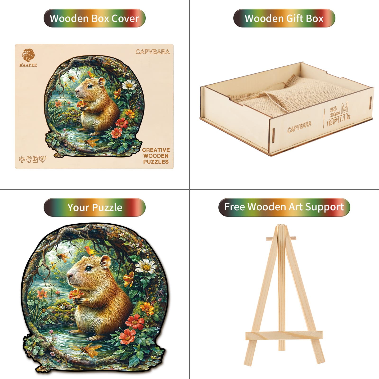 Wooden Jigsaw Puzzle - Capybara Wonderland - Image 3