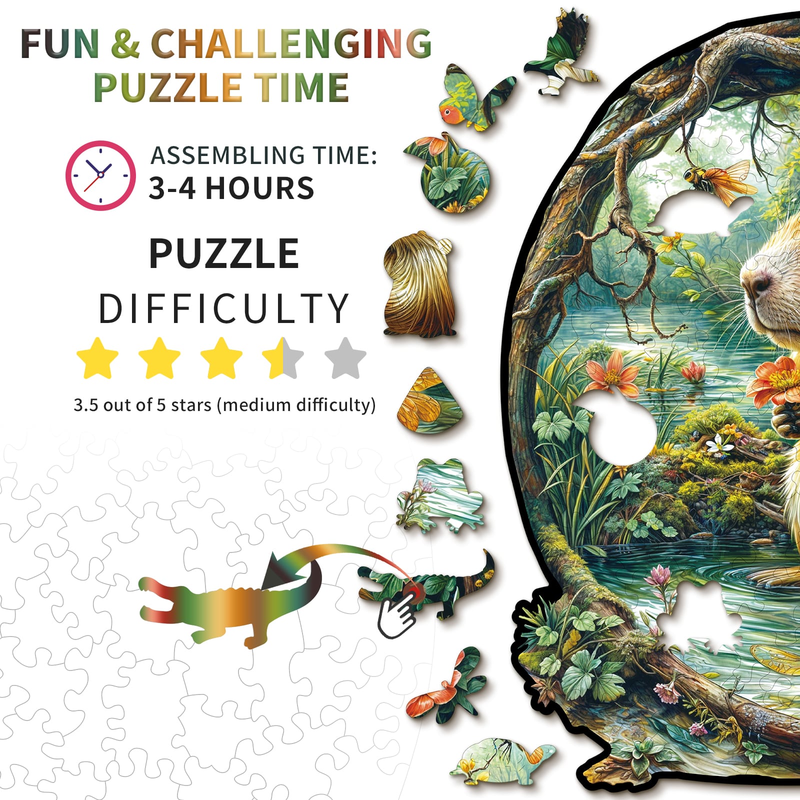 Wooden Jigsaw Puzzle - Capybara Wonderland - Image 5