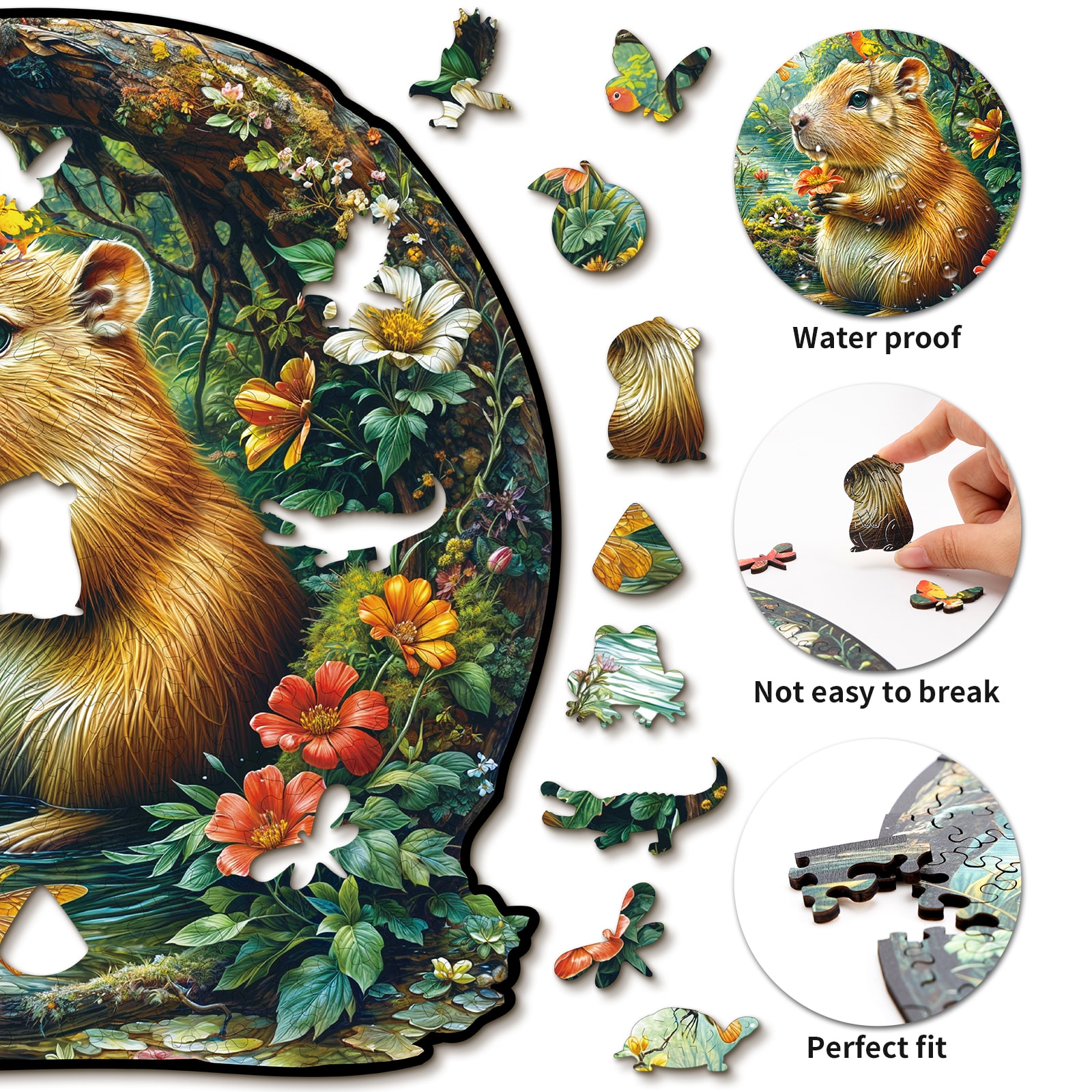 Wooden Jigsaw Puzzle - Capybara Wonderland - Image 2