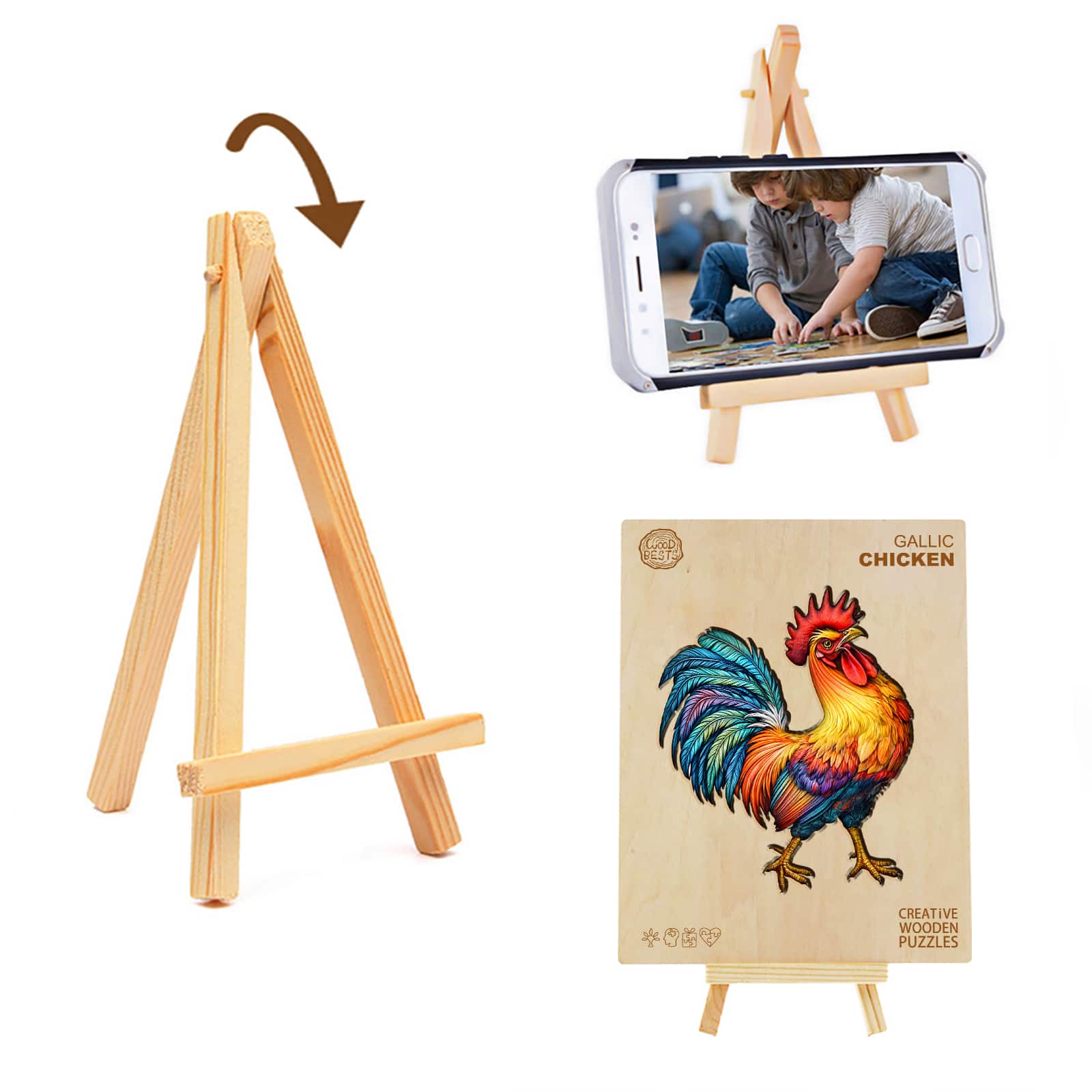 Wooden Jigsaw Puzzle - colored Rooster - Image 4