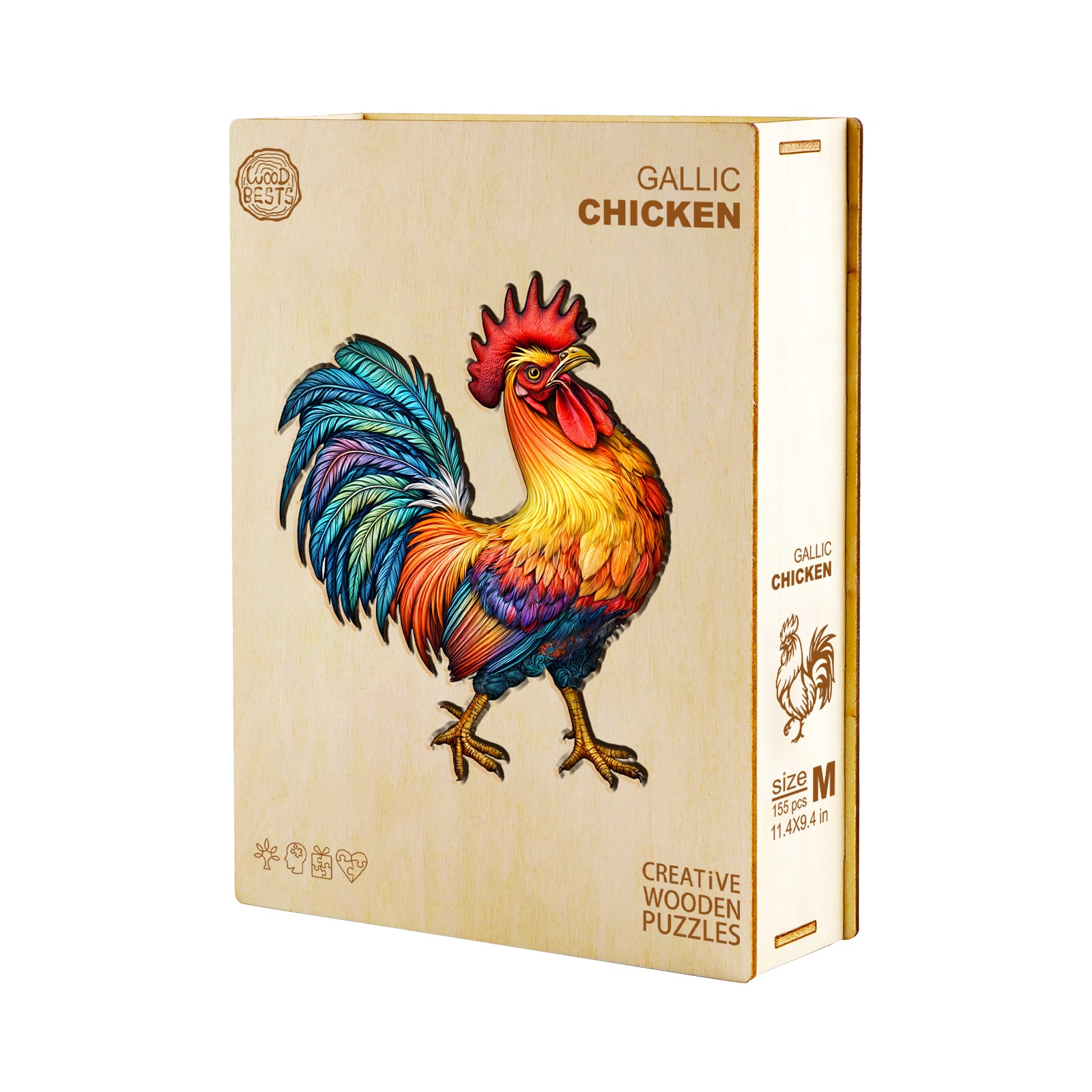 Wooden Jigsaw Puzzle - colored Rooster - Image 3