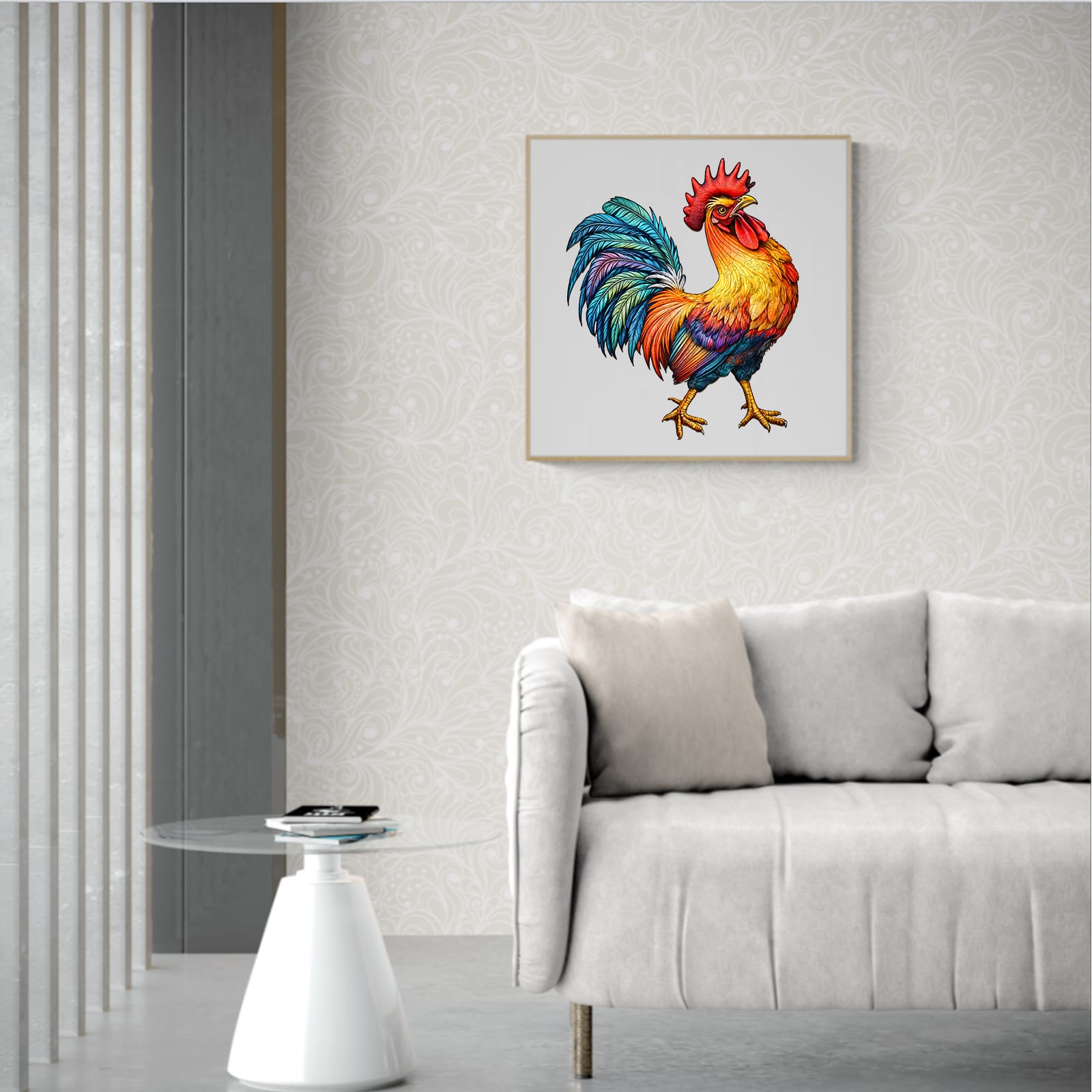 Wooden Jigsaw Puzzle - colored Rooster - Image 8