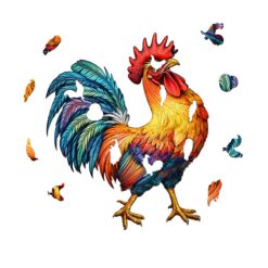 Alternative view of Wooden Jigsaw Puzzle - colored Rooster