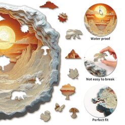 Alternative view of Wooden Jigsaw Puzzle - Forest Sunset