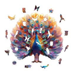 Alternative view of Wooden Jigsaw Puzzle - Majestic Peacock