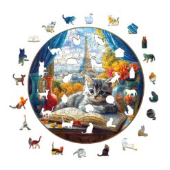 Alternative view of Wooden Jigsaw Puzzle - Parisian Paws
