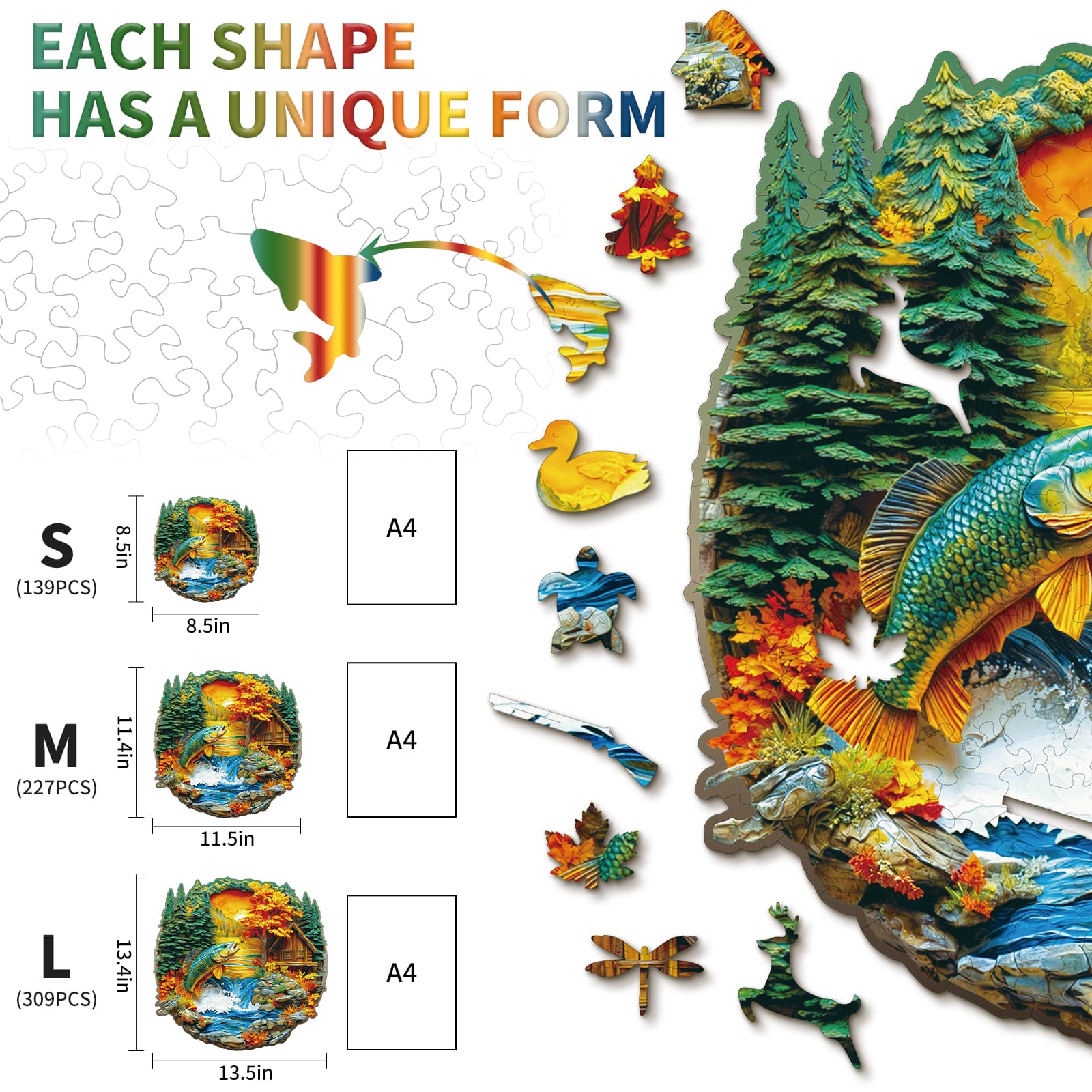 Wooden Jigsaw Puzzle - rural lakeside - Image 3