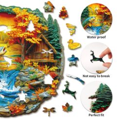 Alternative view of Wooden Jigsaw Puzzle - rural lakeside